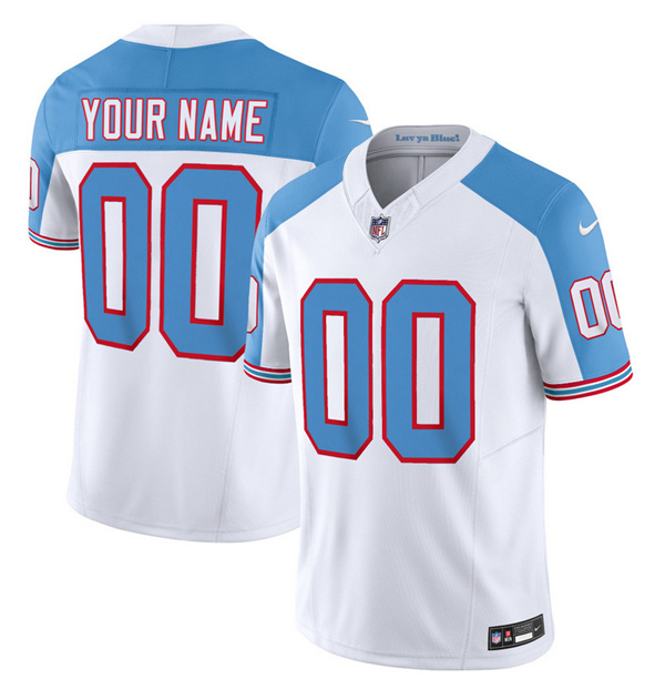 Men's Tennessee Titans Active Player Custom White/Blue 2023 F.U.S.E. Vapor Limited Throwback Football Stitched Jersey
